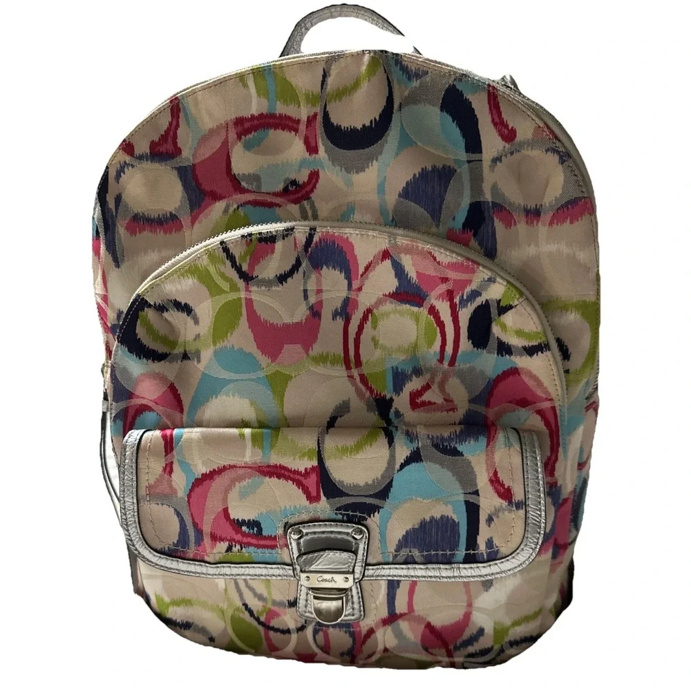 Y2K Coach Backpack Poppy Ikat With 2 Authentic‎ Charms  